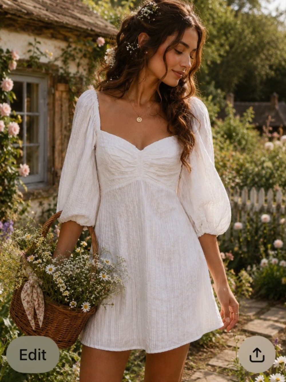 A.L.C. Shelby Balloon Sleeve Dress 8 White Textured Cotton Romantic Luxury ALC